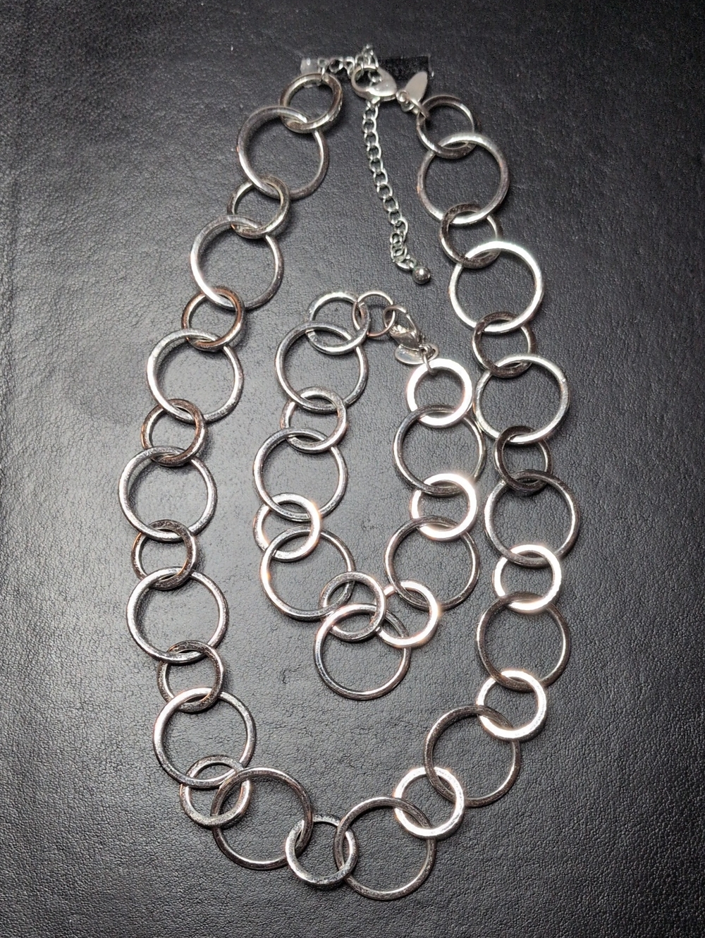 Lia Sophia Silver-Tone Interlocking Circle Necklace and Bracelet Set